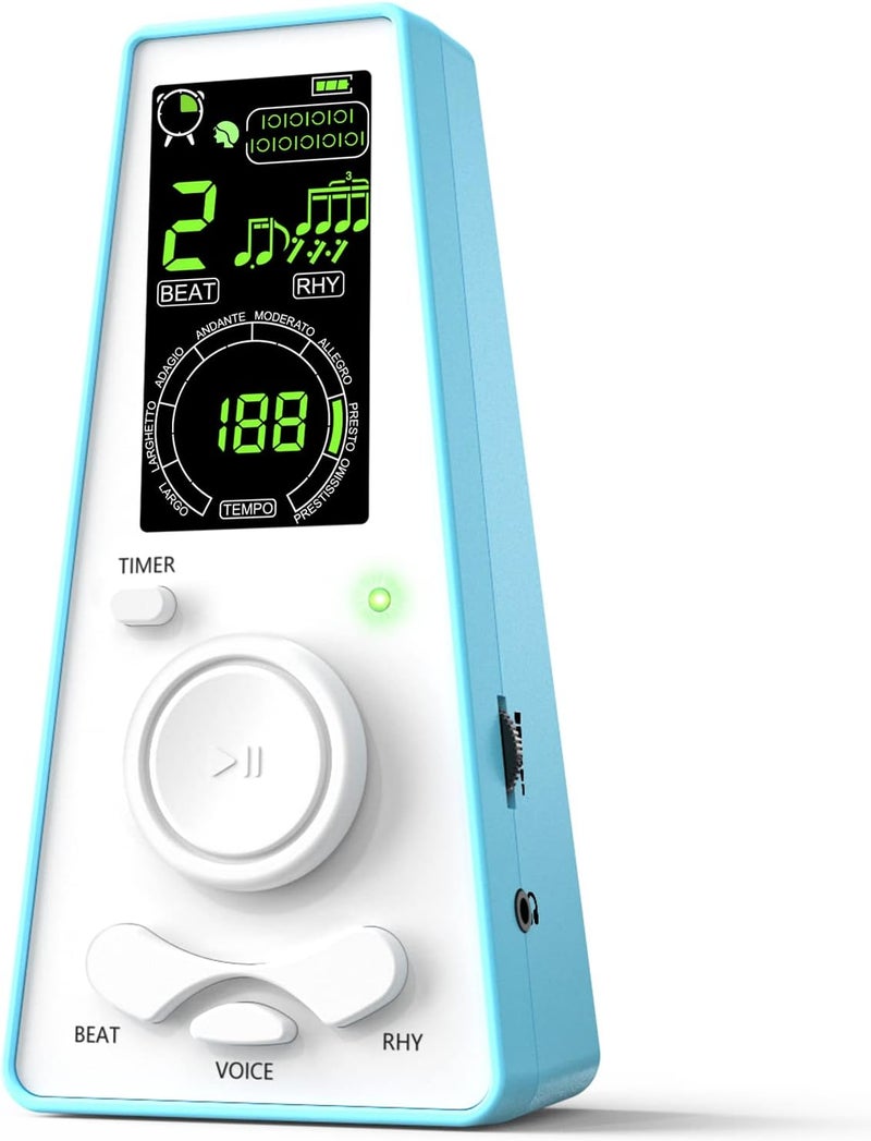 Moreup Electronic Digital Metronome for Musicians Piano Guitar Violin Instrument Volume & Beat Speed Adjustable Universal(Blue) - Image 1